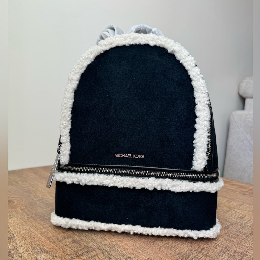 Michael Kors Rhea Medium Suede &‎ Faux Shearling Backpack